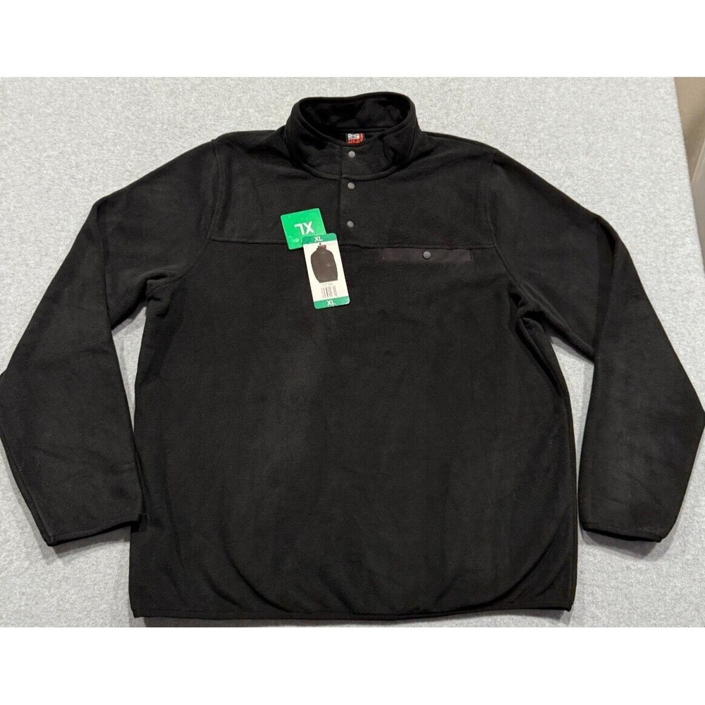NWT 32 Degree Heat Mens Mock Neck 1/4 Snap Long Sleeve Sweater Black XL